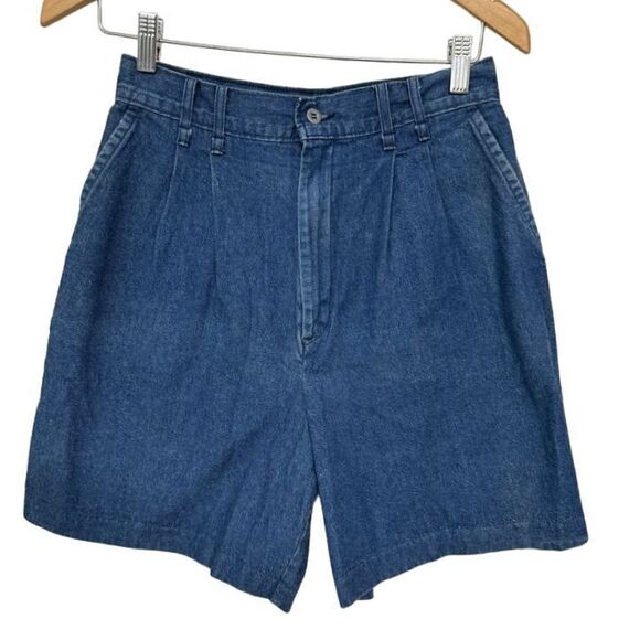 Chic | vintage 90s high waisted pleated denim shorts | women's size 10 - Picture 1 of 5